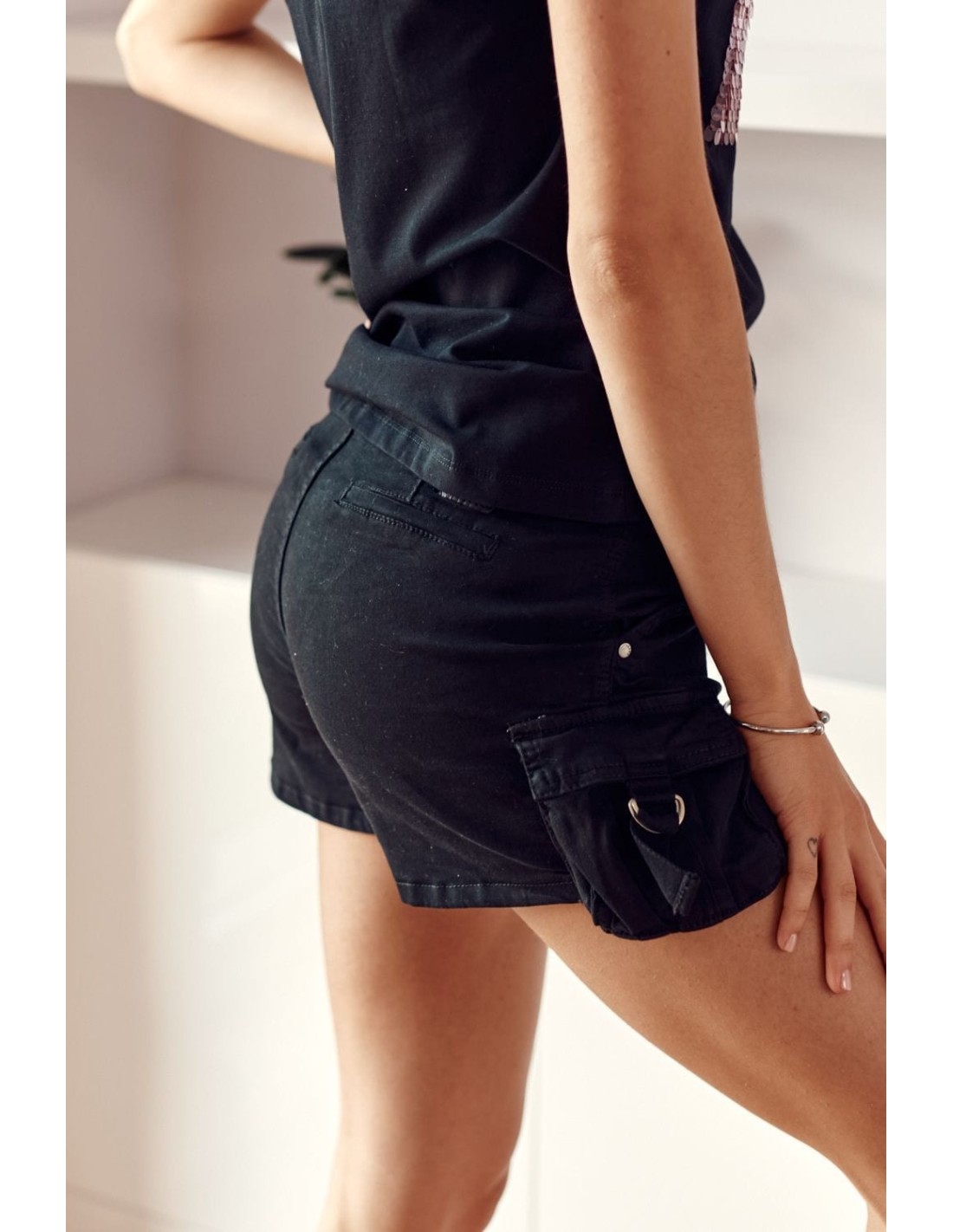 Women\'s shorts with pockets, black 629 - Online store - Boutique